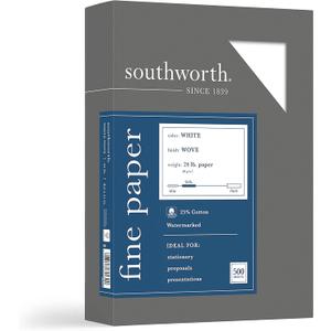 Southworth 404C 25% Cotton Business Paper White 24 lbs. Wove 8-1/2 x 11 500/Box FSC