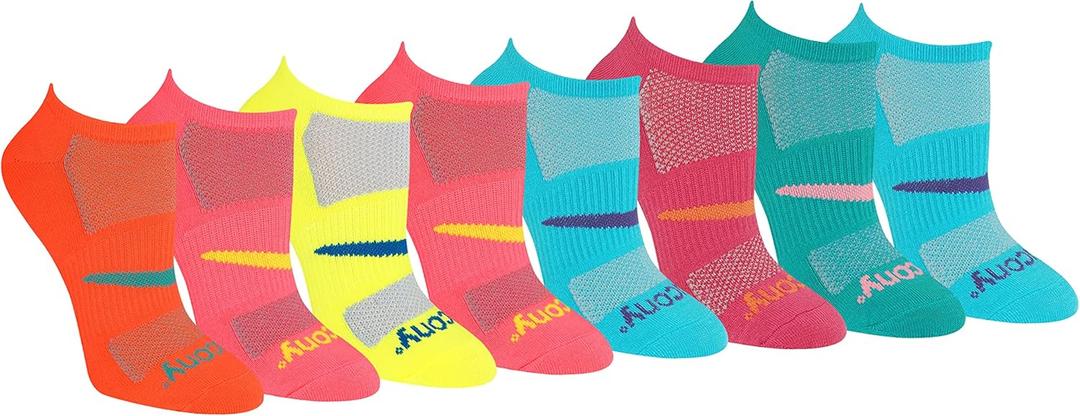 Saucony Women's RunDry Performance Super Lite No-Show Athletic Socks, Light Assorted (8 Pairs), Medium