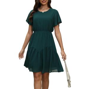 Manydress Women's Chiffon Floral Dresses Casual Summer Boho Flutter Sleeve Flowy Skater Western Dress MY112 (X-Large, Green) Manydress Women's Chiffon Floral Dresses Casual Summer Boho Flutter Sleeve Flowy Skater Western Dress MY112 (X-Large, Green)