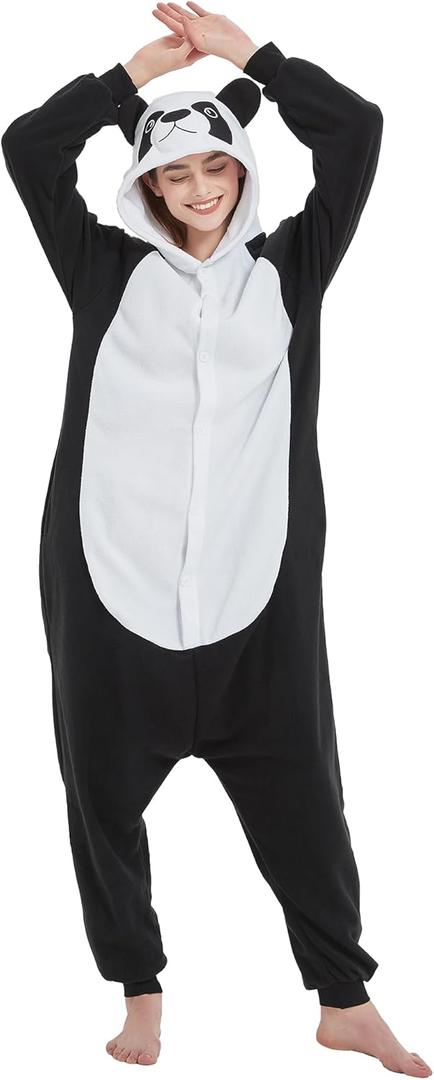 Animal Onesie Adult Costume Men Women Onesies Pajama for Halloween (Small, Panda)