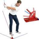 Golf Alignment Stick Holder - Metal Golf Alignment Sticks, Three-Hole Holder, Golf Swing Trainer with Training Manual, Golf Training Aid for Swing Plane & Swing Path