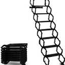 8 Steps Wall Mounted Folding Ladder, Indoor and Outdoor Step Ladders, Retractable Folding Stairs, Portable Camping Staircase, Pull-Down System Attic Ladder, for RV, Storehouse (Black, 8 Steps)
