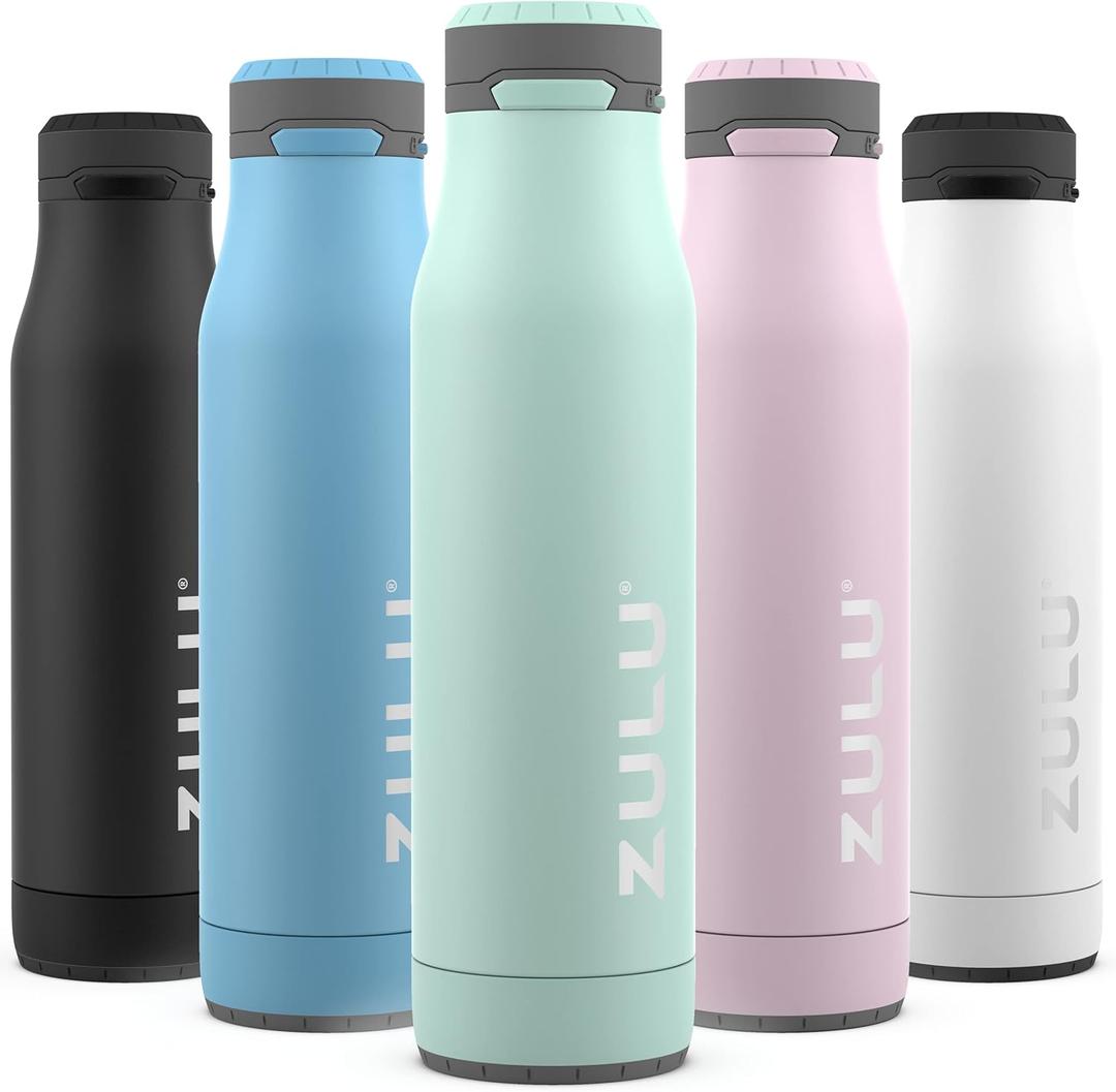ZULU Ace Vacuum Insulated Stainless Steel Water Bottle with Chug Spout, Leak-Proof Locking Lid and Removable Base for School, Backpack, Sports, Gym, Travel (Yucca)