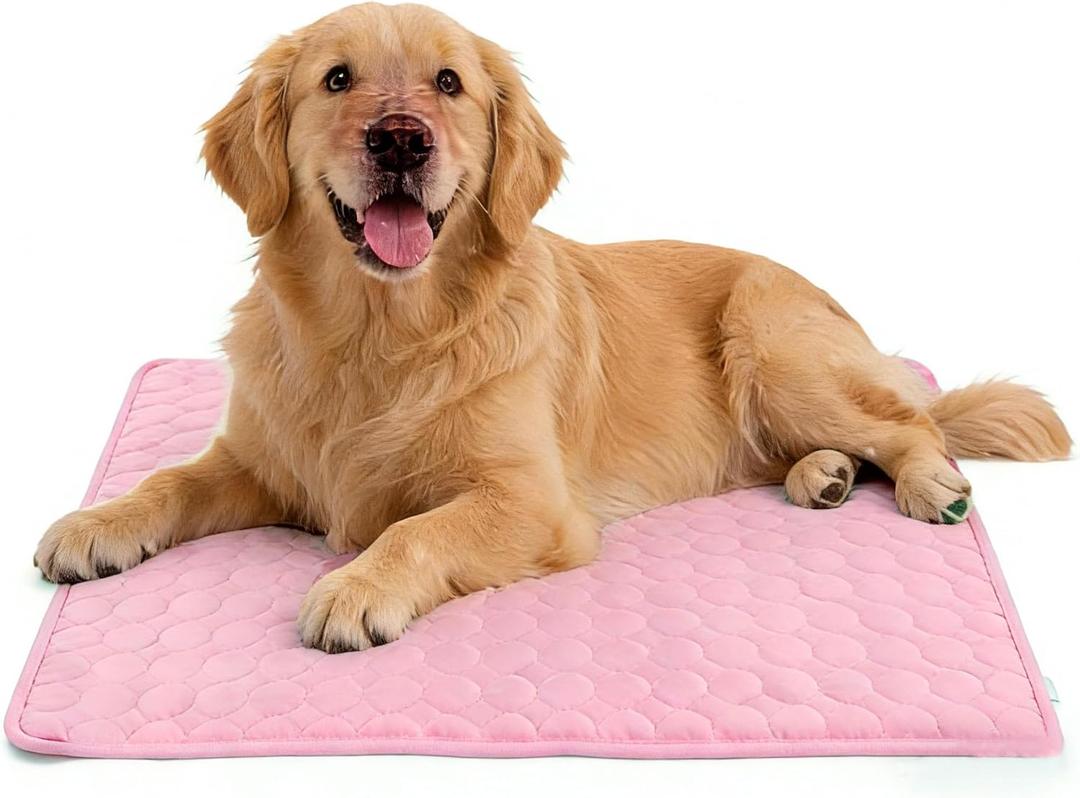 TerraKin Cooling Mat for Dogs and Cats, 27.6" x 21.7" Soft Pet Cooling Pad with Ice Silk Fabric, Comfortable for Crate, Bed, Floor, Sofa(Large, Pink)