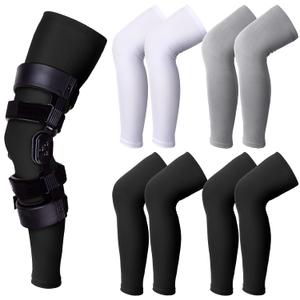 Sosation 8 Pcs Knee Brace Undersleeve Knee Sleeve for Under Brace Closed Patella Compression Breathable Leg Sleeves for Men Women Thigh Shin Support for Sports Protector(Large)