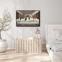 XWNLTEPK Halloween Canvas Art Poster Spectral Last Supper Wall Art Ghostly Figures Banquet Table Dining Hall Archway Panoramic Mountain View Wall Painting for Living Room Bedroom Festive Decor (8x12in Black Framed, A09)