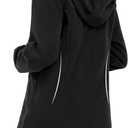MoFiz Women's Long Fleece Zip Up Hoodies Long Sleeve Full Zip Soft Warm Polar Fleece Jacket Coat with Pocket for Fall Winter (Black, L)