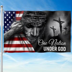 FLAGWIX 4x6 Patriot American Flags, One Nation Under God American Jesus Flag, Decorations For Home, Outside, Independence Day House Flag, Patriot Decorations - Outdoor Decor Flag with Grommets