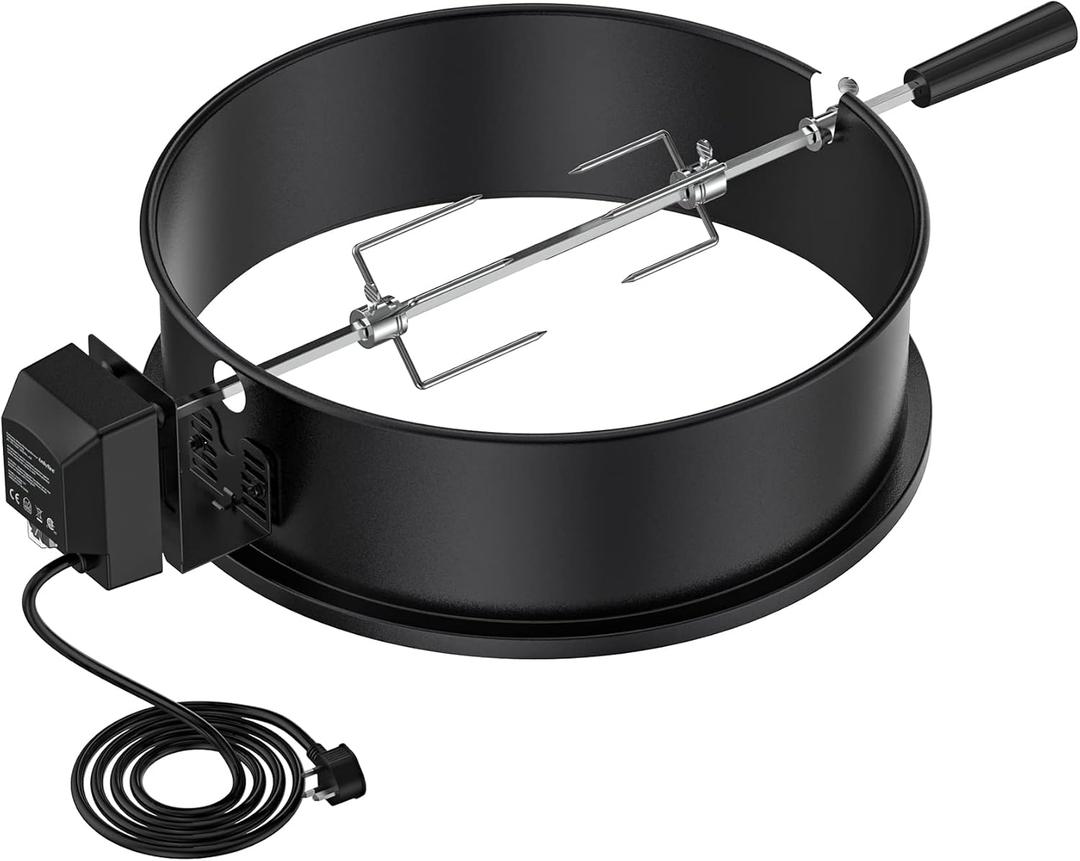 onlyfire Upgrade Chrome Plated Steel Rotisserie Ring Kit for Weber 18 Inch Kettle Charcoal Grills