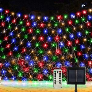 Anycosy Solar Net Lights Outdoor, 390 LED 13ft x 5ft Christmas Net Lights Outdoor Mesh Lights Waterproof, Solar Powered Christmas Lights Decorations with 8 Modes for Bushes, Garden(Multicolor)
