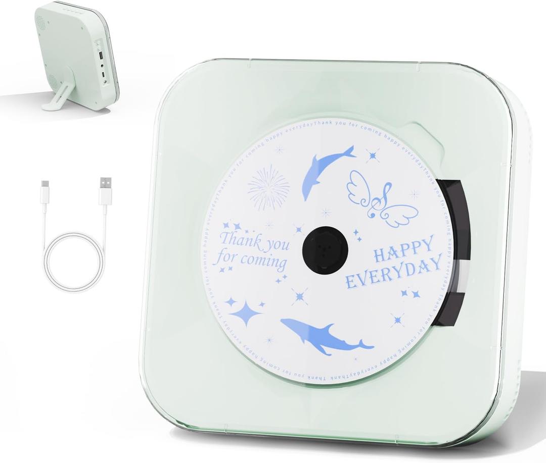 Light Green Audio CD Player with Speakers for Home Decor (CD909)