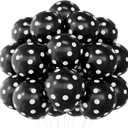 60PCS Black Polka Dot Balloons 12 Inch Latex Helium Round Party Balloons Kit for Birthday Party Decorations