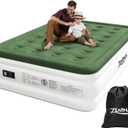 Full Size Air Mattress with Built in Pump, 18" Raised Comfort Air Bed, Upgraded Flocked Top Blow up Mattress with Carrying Bag, Inflatable Mattress for Guests & Home, AirBed, 650 lbs Max (Green)