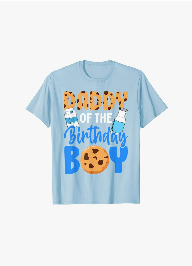 Daddy of the birthday boy Milk and Cookies 1st birthday T-Shirt, M