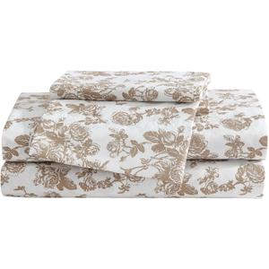 Betsey Johnson - King Bed Sheets, Soft & Lightweight Bedding, Fade & Wrinkle Resistant (Garden Toile Brown, King)