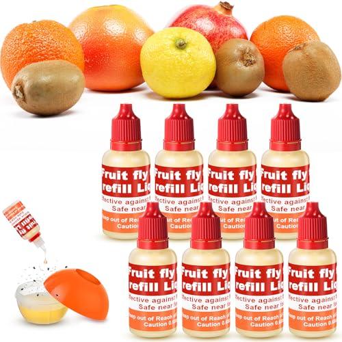 Qualirey 8 Pack Fruit Fly Trap Refill Liquid, 0.68oz/ Bottle Liquid Fruit Fly Traps for Indoors Non Toxic Safe Near Food, Effective Lure Refill for Indoor and Kitchen Use, Red