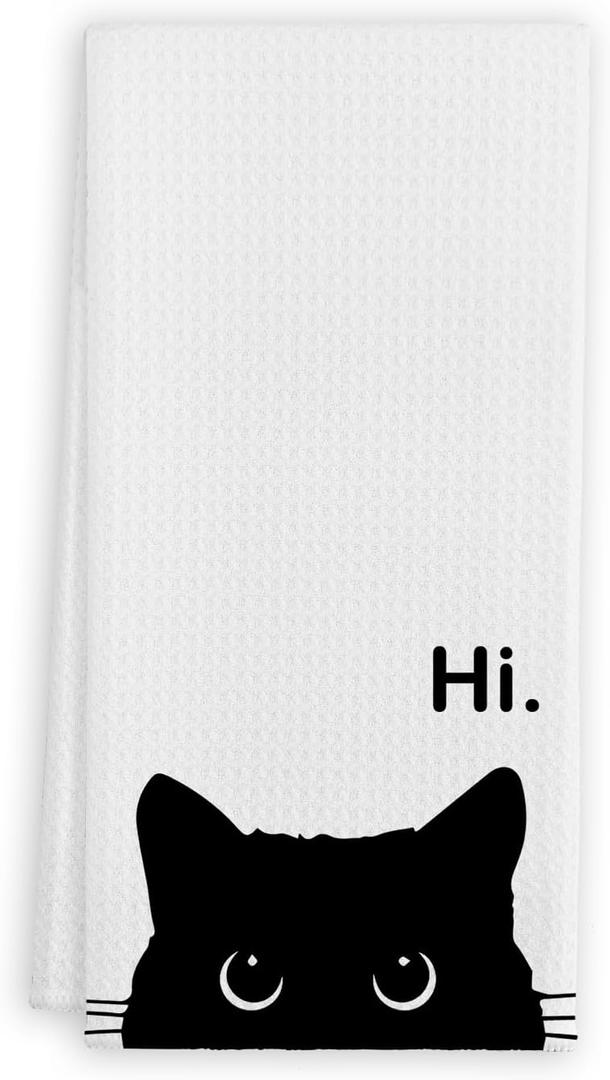 QIYUHOY Black Cat Kitchen Towels and Dishcloths,Cat Theme Dish Towels Gifts for Cat Lovers Hand Towels for Kitchen,24x16 Inch