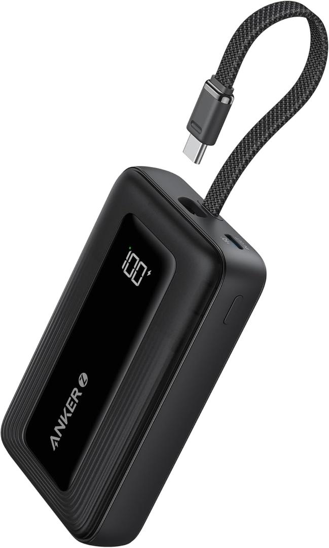 Anker Portable Charger, 10,000mAh 30W Power Bank, USB-C in and Out Fast Charging Battery Pack, Travel Essential Phone Power Bank, for iPhone 16/15, iPad, MacBook, Galaxy, Google, and More