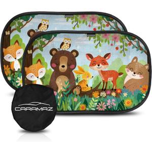 CARAMAZ Car Window Shade for Baby with Certified UV-Protection 2 Pack - 20"x12" (Wood)