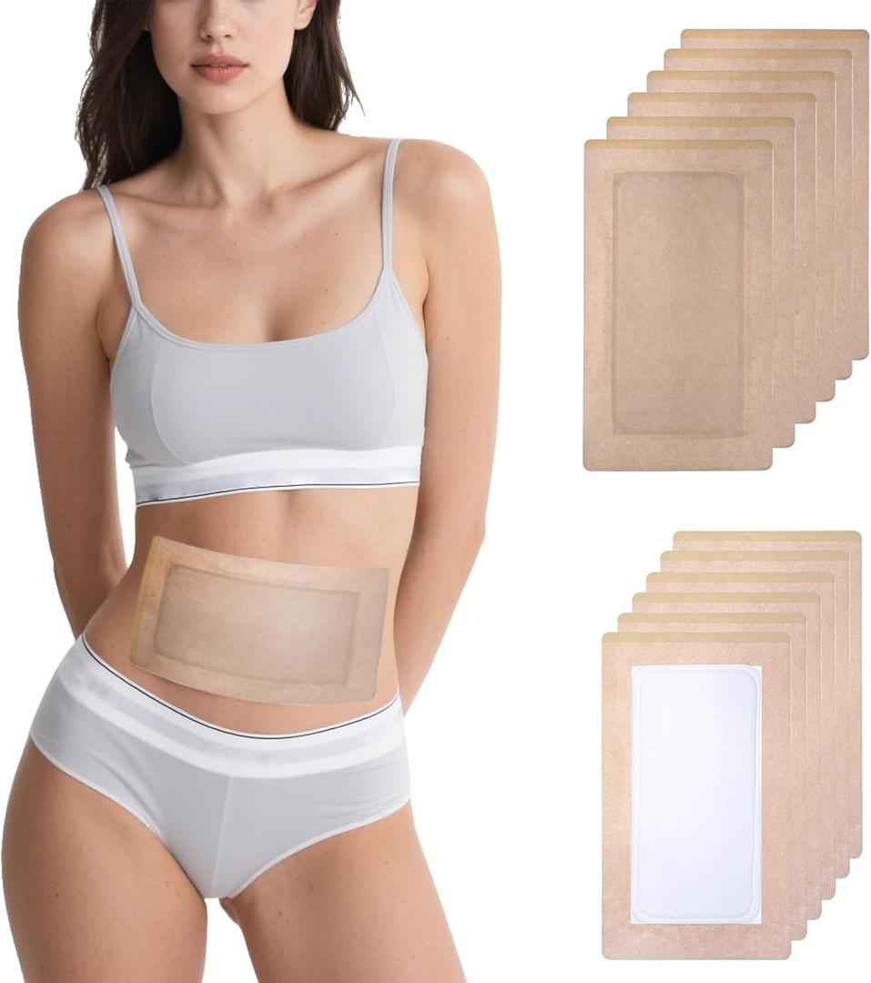 Castor Oil Pack Wraps (12 Patches)  Disposable Organic Cotton Belly Button Patches with Leak-Proof Design for Stomach, Relaxation & Wellness (Oil Not Included)