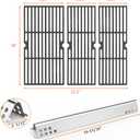 Hisencn Grill Parts for Charbroil Performance 475 4 Burner 463375919, 463377319, 463376419, G470-0004-W1A Heat Plates and 17 inch Cooking Grates, for Char Broil Model 463376319 Grates