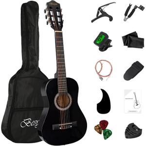 30" Black Beginner Acoustic Guitar Starter Package Student/Kids Guitar with Gig Bag,Strap,2 Picks,Extra Strings, Electronic Tuner.