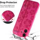 Fiyart Designed for iPhone 16 Case Cute Flowers with Strap Soft TPU Phone Cover Protective Camera Lens Protection for Women Men Floral Bumper with Stand 6.1"-Rose Red