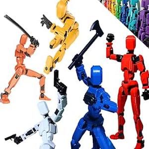 Censtar T13 Action Figure Set 3D Printed MultiJointed Movable Robot Titan Dummy Set with Full Articulation for Stop Motion Animation (Red+Blue+White+Orange+Yellow)