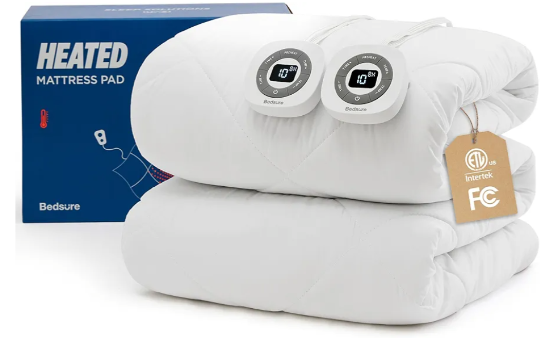 Bedsure Heated Mattress Pad Queen - Bed Warmer with Memory & Preheat Functions, 12-Hour Auto Off & 10 Heat Settings, Dual Controllers, Fast Heating, Brushed Electric Mattress Pad Queen, 60"x80"