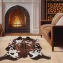 Faux Cowhide Cow Print Rug: 5.2 x 6.2 Feet Cow Hide Animal Print Area Carpet Large Western Decor for Living Room Bedroom