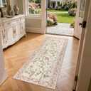 jinchan Floraison Floral Runner Rug 2x5 Machine Washable Kitchen Runner Non Slip Soft Low Pile Hallway Rug Boho Stain Resistant Carpet for Laundry Living Room Bedroom Pink