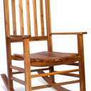 Shine Company Vermont Porch Rocker, High Back Acacia Wood Rocking Chair, Oak