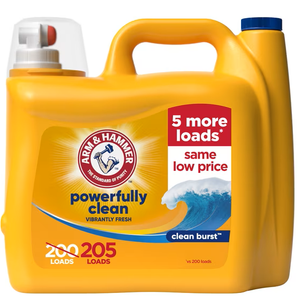 ARM & HAMMER Liquid Laundry Detergent, Clean Burst Fresh, 200 fl oz, 200 Loads, HE Laundry Detergent Liquid