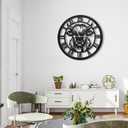 24 Inch wall Clock,Large wall Clock,Wall Clocks Battery Operated,Black Metal Non-Ticking,Wall Clocks for Living Room Decor,Bedroom,Kitchen(Highland Bull Wall Clock, 24 Inch)