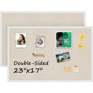 MaxGear 2 Pack Double-Sided Cork & Linen Board for Wall, 23" x 17" Large Bulletin Boards with White Wood Frame, PinBoards for Girls Room, Office, Bedroom, Kids Room, Classroom