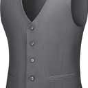Cooper & Nelson Men's Suit Slim Fit, 3 Piece Suits for Men, One Button Solid Jacket Vest Pants with Tie, Tuxedo Set  (Gray, 46R/2XL)
