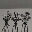 Pigort 3 Pieces Metal Flowers Wall Arts - Rustic Farmhouse Decor Black Minimalist Flower Wall Decors for Living room Bathroom Bedroom Dining Room - Housewarming Gifts(Black, Vase-C)