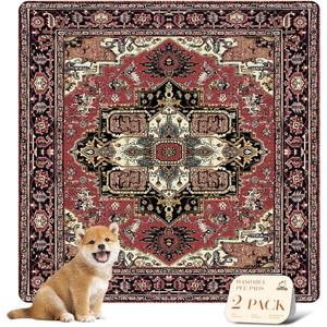 nunubaby Washable Pee Pads for Dogs, Stylish, Non-Slip and Leak-Proof Pee Pads. Reusable Potty Pads for Dogs for Crates and Floors.(Red/Rect, 48" x48" ) (48x48 Inch (Pack of 2))