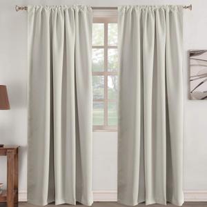 Turquoize Cream Beige Blackout Curtains Thermal Insulated Room Darkening Curtains for Living Room 84 Inch Length Back Tab/Rod Pocket Black Out Curtains, 52" W x 84" L, Cream Beige