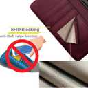 DuckSky Compatible with iPhone 16 Pro 6.3" Genuine Leather Wallet caseRFID Blocking4 Credit Card HolderReal Leather Flip Folio Book Phone case Cover Women Men for Apple 16 Pro case Wine Red