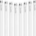 8 Pack 24 inch F17T8/865 Fluorescent Light Bulb, 17 Watts, 6500K Daylight, T8 2 Foot Straight Fluorescent Replacement Tube, G13 Bi-Pin Base