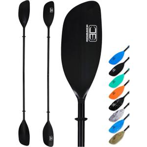 OCEANBROAD Kayak Paddle 86in/218cm, 90.5in/230cm Alloy Shaft 2-Piece Floatable Kayak Oar for Kayaking Canoeing Boating (Black)