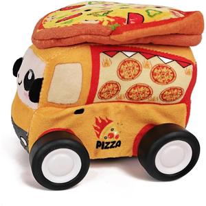 Plush Pizza Car with 2.4GHz Remote Soft Fabric RC Toy with Music Effects & Buildable Top, Safe Indoor Play Vehicle for Kids Ages 2+
