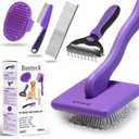 Dog Slicker Brush for Dogs Grooming Kit 4PCS | Large Dog Brush for Goldendoodles Poodles Doodles | Long Pin Haired Brush | Poodle Brushes and Comb (Purple)