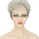 karlery Old Lady Short Curly Grey Wig with Bangs Natural Looking Daily Halloween Cosplay Party Wig