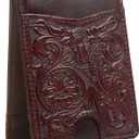 Pefiam Full Grain Leather Bifold Wallet for Men - 11 Slots, RFID Blocking, Gifts for Men - Cowboy Red