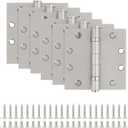 Door Hinges Hardware Hinge 4.5 Inch Square Interior Hinges for Doors Ball Bearing Door Hinge 4-1/2 x 4-1/2 Full Mortise Pack o6 Silver Exterior Door Hinges Bifold Residential Office Hinges 4 "x 4 " (Satin Nickel)