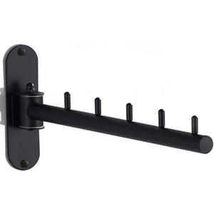 Folding Wall Mounted Clothes Hanger Rack with Swing Arm, Foldable 180°Rotation, Stainless Steel 304 Folding Clothes Hanger Drying Rack Rod, for Laundry Room Valet Hook (Black)