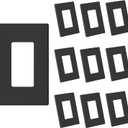 AIDA 1-Gang Screwless Decorative Wall Plates, Mid-Size Unbreakable Thermoplastic Faceplate Cover for Decorator Receptacle Outlet Switch, UL Listed (10 Pack, Matte Black)