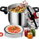 Stainless Steel Pressure Cooker 4 quart Commercial Stove Top Pressure Cooker for canning, One-Hand Locking, Compatible with Gas & Induction, Fast Cooking for small Meals, Dishwasher Safe, mini